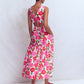 Sleeveless Poplin Dress-Pink Radiant Bloom OMFORT