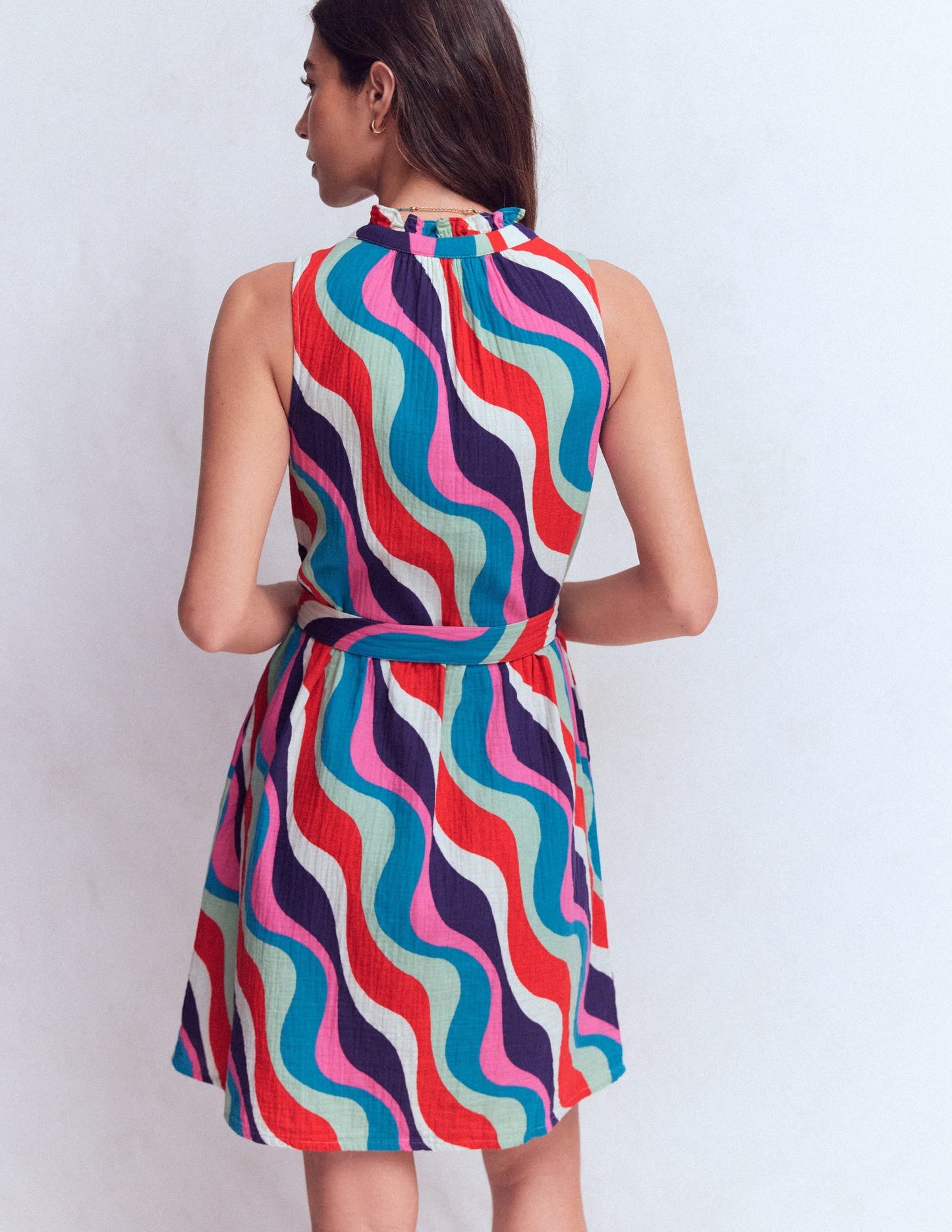 Viv Double Cloth Short Dress-Wiggle Print OMFORT
