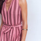 Viv Double Cloth Maxi Dress-Brown Pink Stripe OMFORT