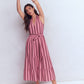 Viv Double Cloth Maxi Dress-Brown Pink Stripe OMFORT