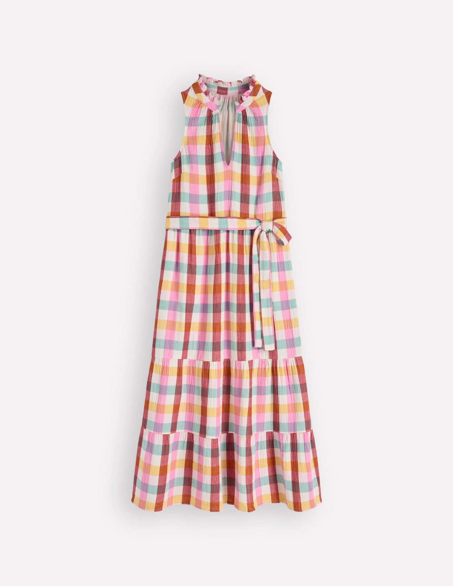 Viv Double Cloth Maxi Dress-Multi Check OMFORT