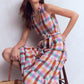 Viv Double Cloth Maxi Dress-Multi Check OMFORT