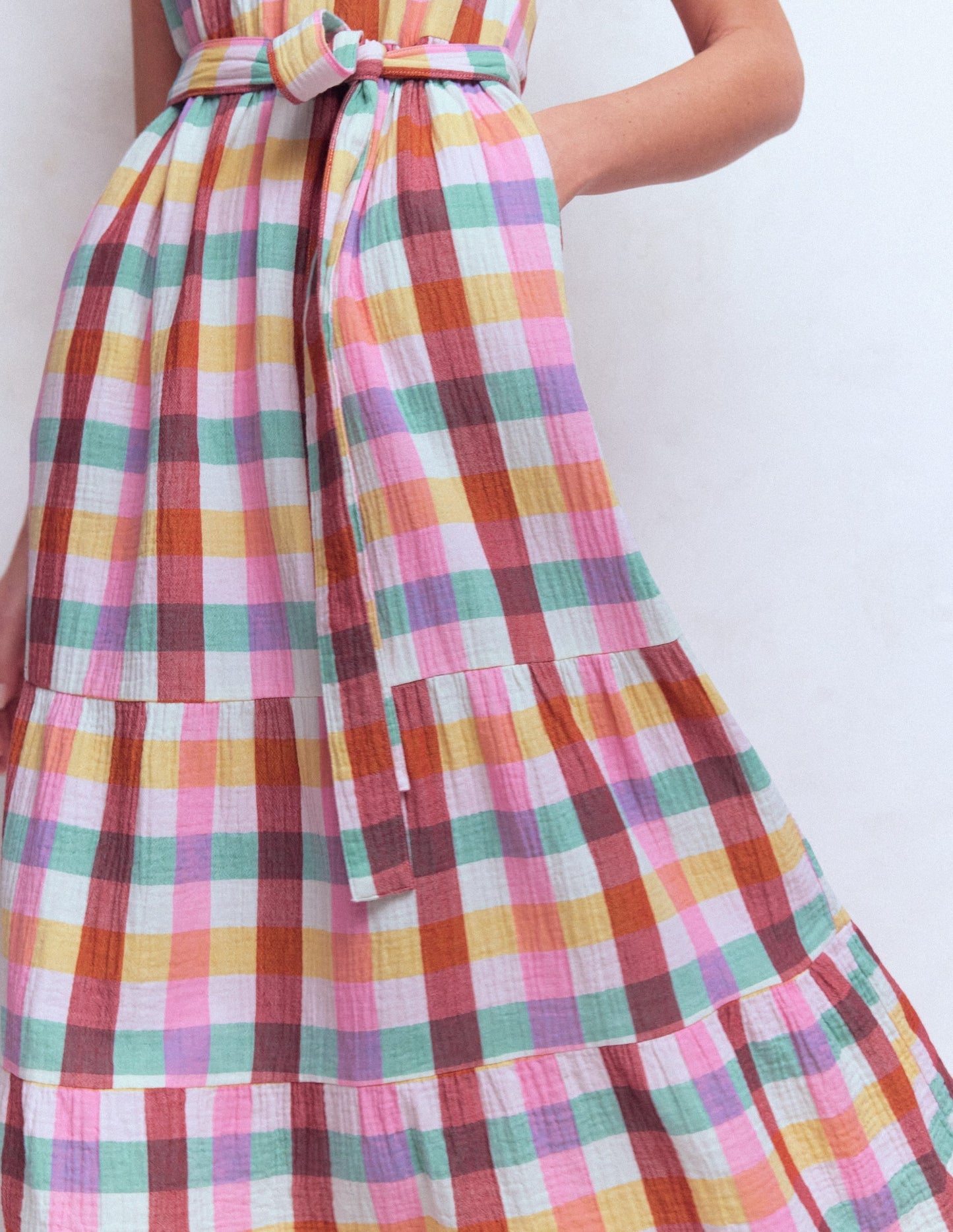 Viv Double Cloth Maxi Dress-Multi Check OMFORT