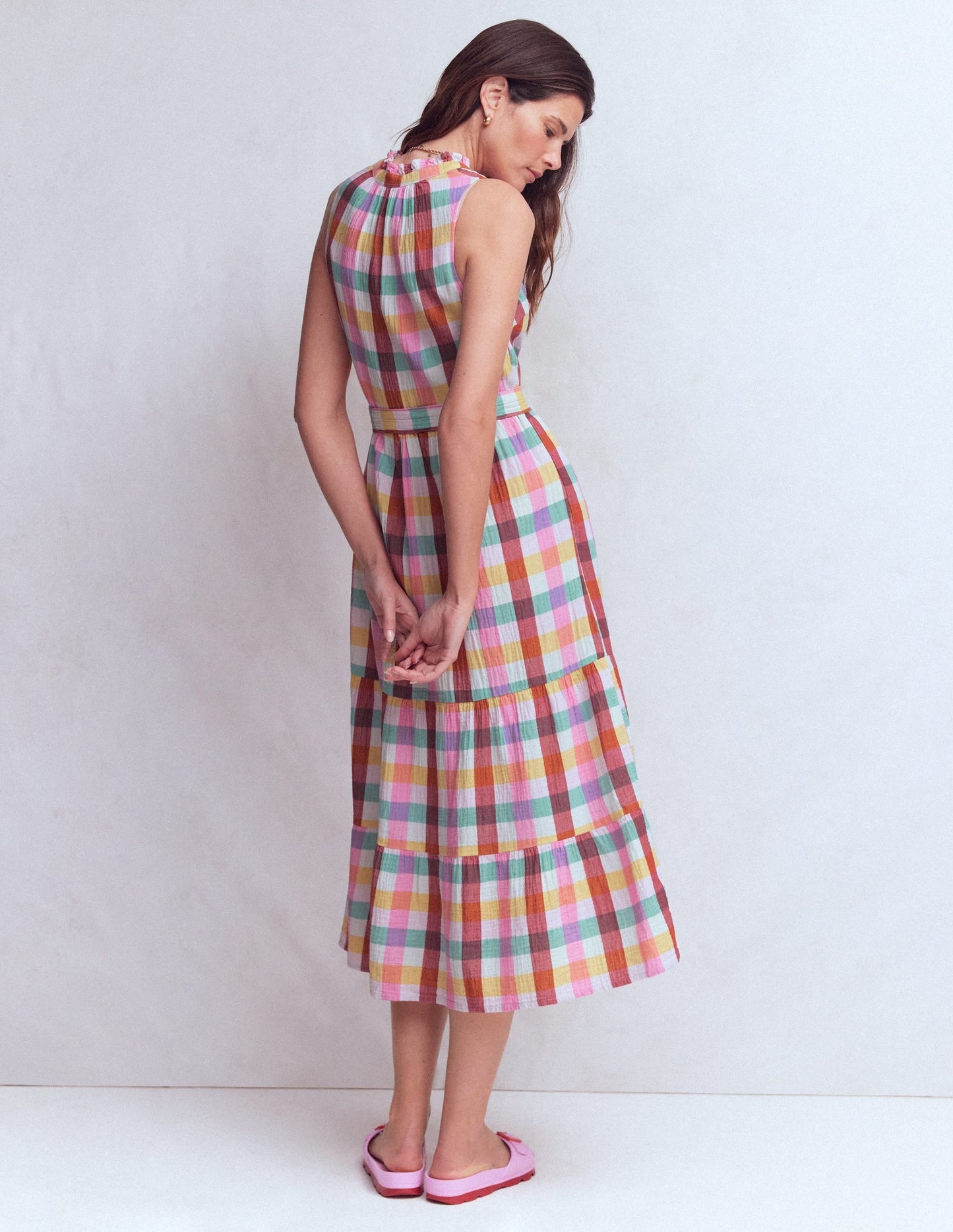 Viv Double Cloth Maxi Dress-Multi Check OMFORT