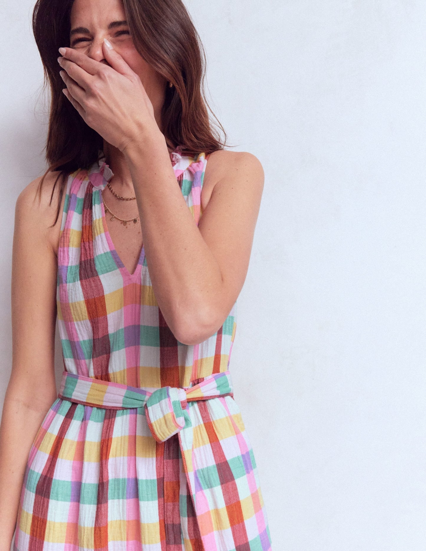 Viv Double Cloth Maxi Dress-Multi Check OMFORT