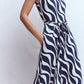 Tamsin Jersey Midi Dress-French Navy, Rhythmic Wave OMFORT