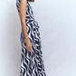 Tamsin Jersey Midi Dress-French Navy, Rhythmic Wave OMFORT