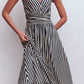 Elodie Jersey Maxi Dress-Navy and Ivory Stripe OMFORT