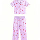 Strawberry Print Satin Pajama Set OMFORT