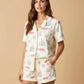 Irregular Print Short-Sleeve Pajama Set OMFORT