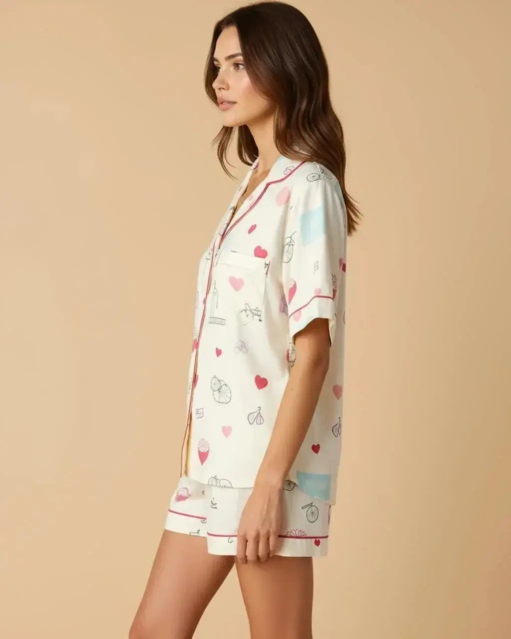 Cartoon Printed Button Pajama Set OMFORT