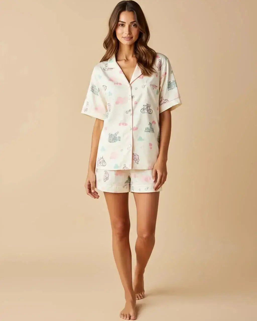 Colorful Printed Two-Piece Pajama Set OMFORT