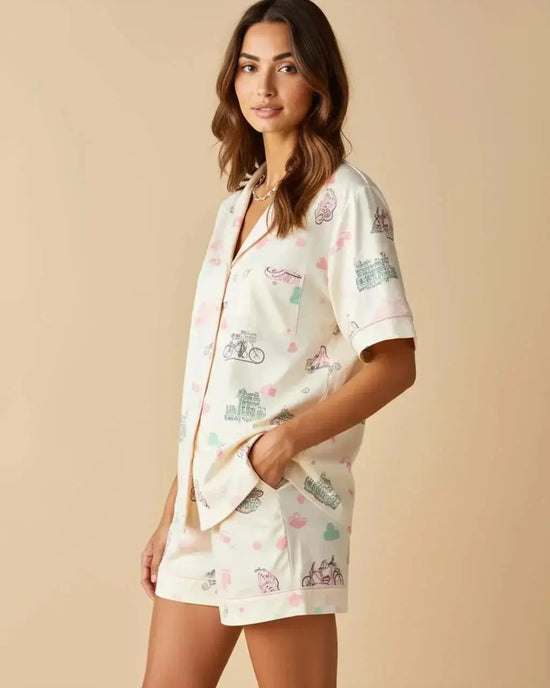Colorful Printed Two-Piece Pajama Set OMFORT