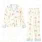 Character Print Blue Stripe Lapel Pajamas OMFORT