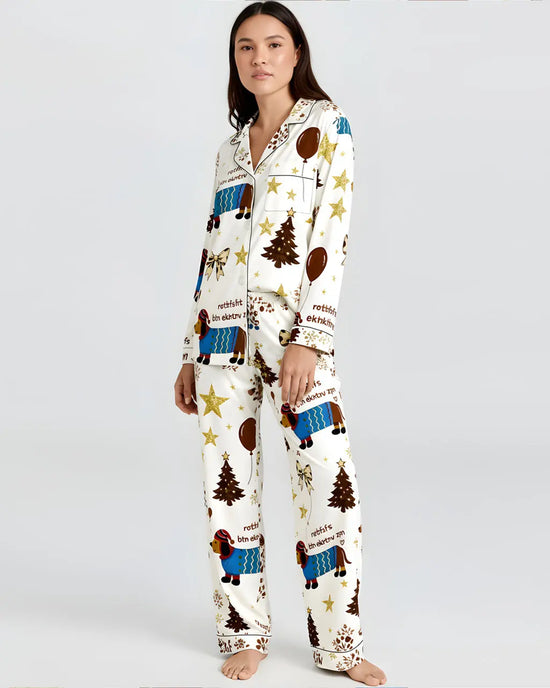 Christmas Dachshund Print Pajama Set OMFORT