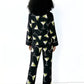 Black Martinis Olives Print Pajama Set OMFORT