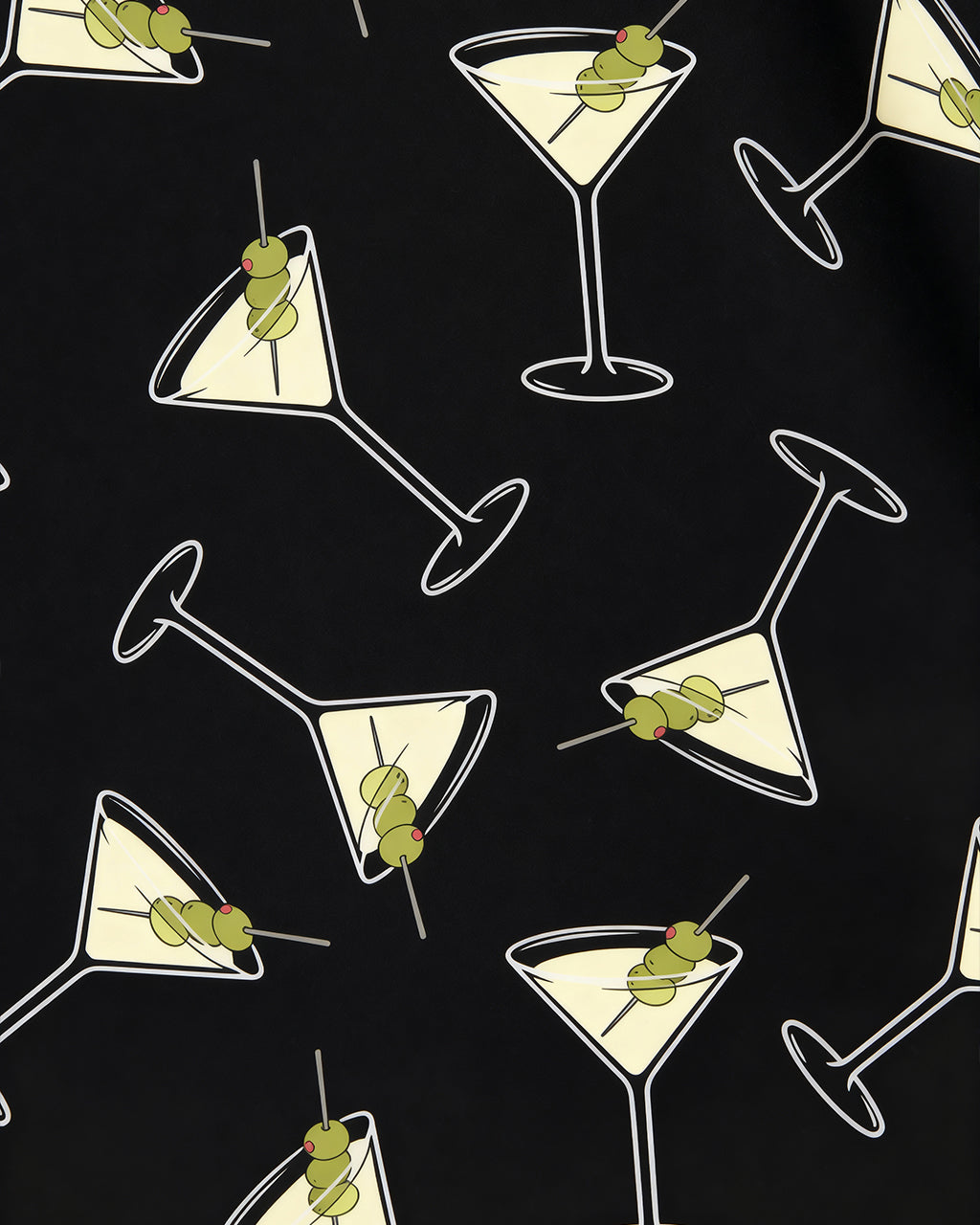 Black Martinis Olives Print Pajama Set OMFORT