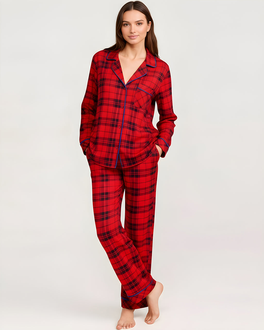 Scottish Tartan Print Pajama Set OMFORT