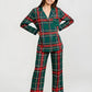 Green Scottish Tartan Plaid Print Pajama Set OMFORT