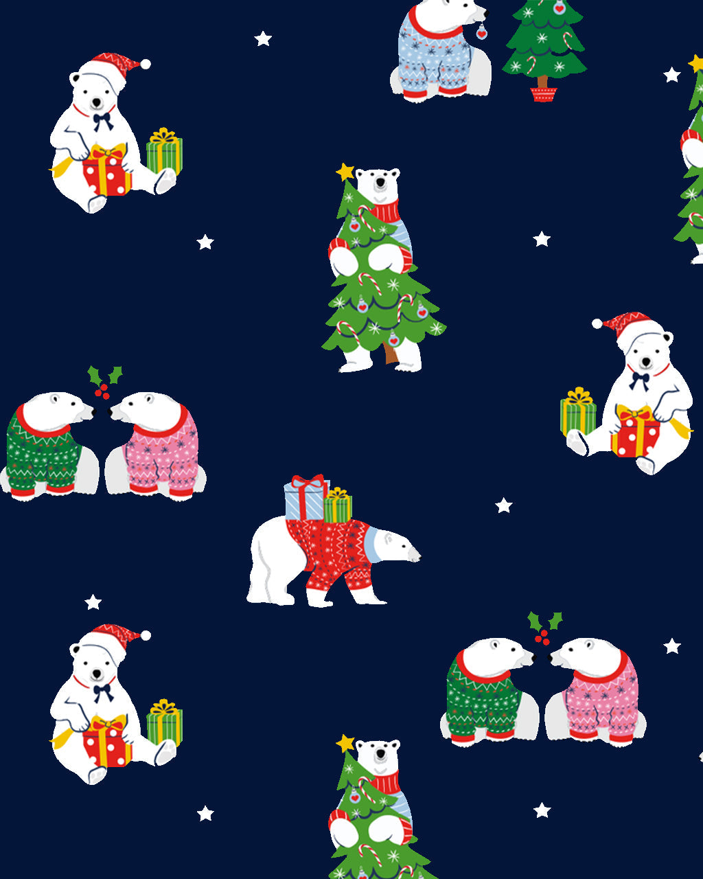 Christmas Polar Bears Print Pajama Set OMFORT
