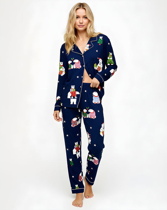 Christmas Polar Bears Print Pajama Set OMFORT