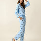 Stripe Bow Print Long Pajama Set OMFORT