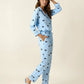 Stripe Bow Print Long Pajama Set OMFORT