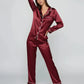 Comfy Solid Red Satin Pajama Set OMFORT