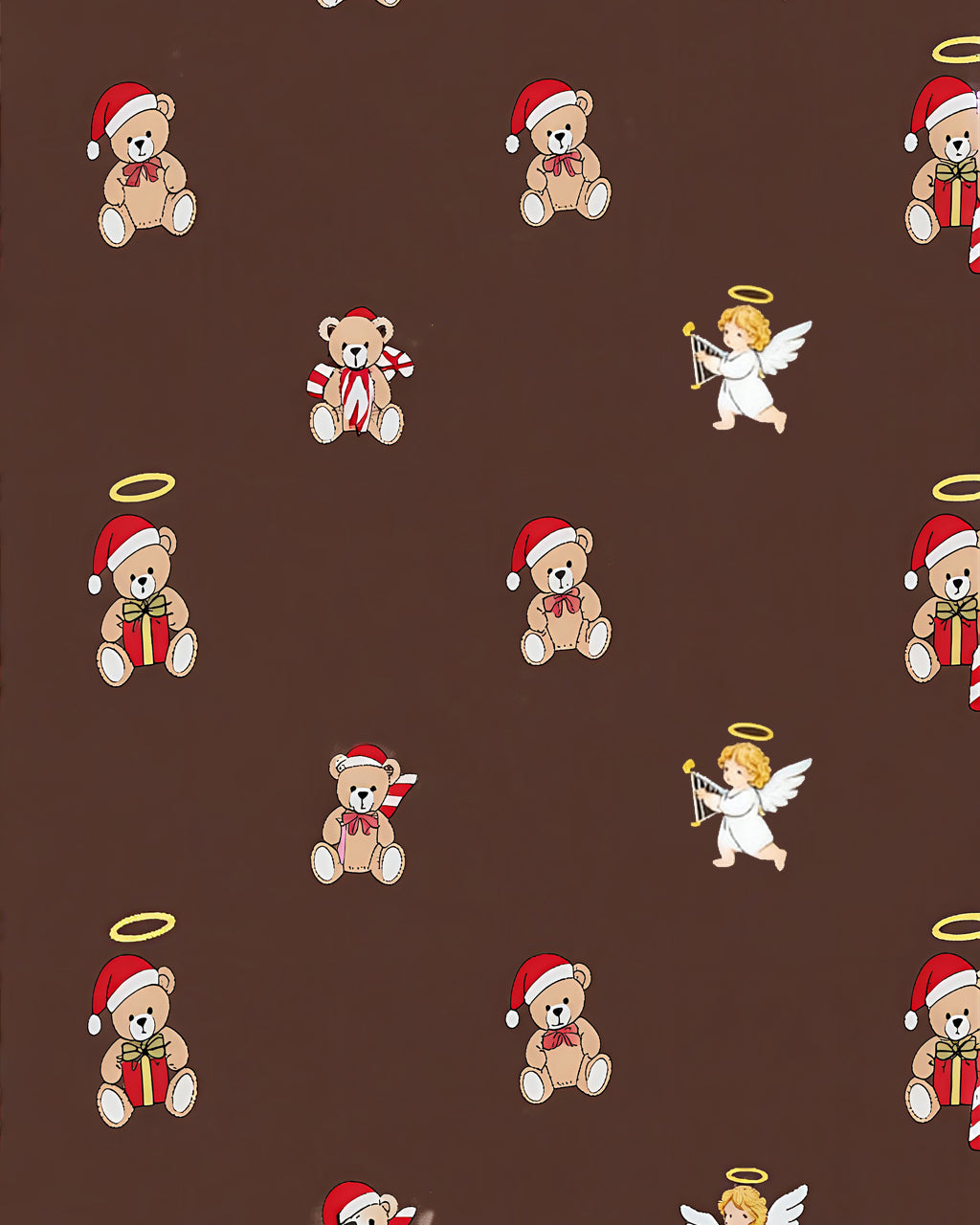 Christmas Teddy Bear Angel Print Pajama Set OMFORT