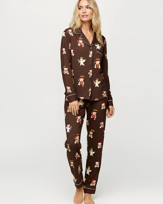 Christmas Teddy Bear Angel Print Pajama Set OMFORT