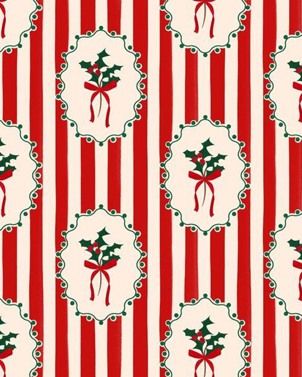 Christmas Holly Stripe Print Pajama Set OMFORT