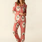 Christmas Holly Stripe Print Pajama Set OMFORT