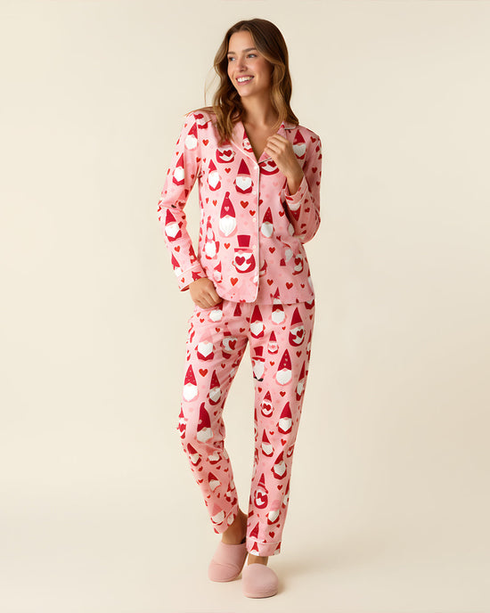 Valentines Gnome Heart Print Pajama Set OMFORT