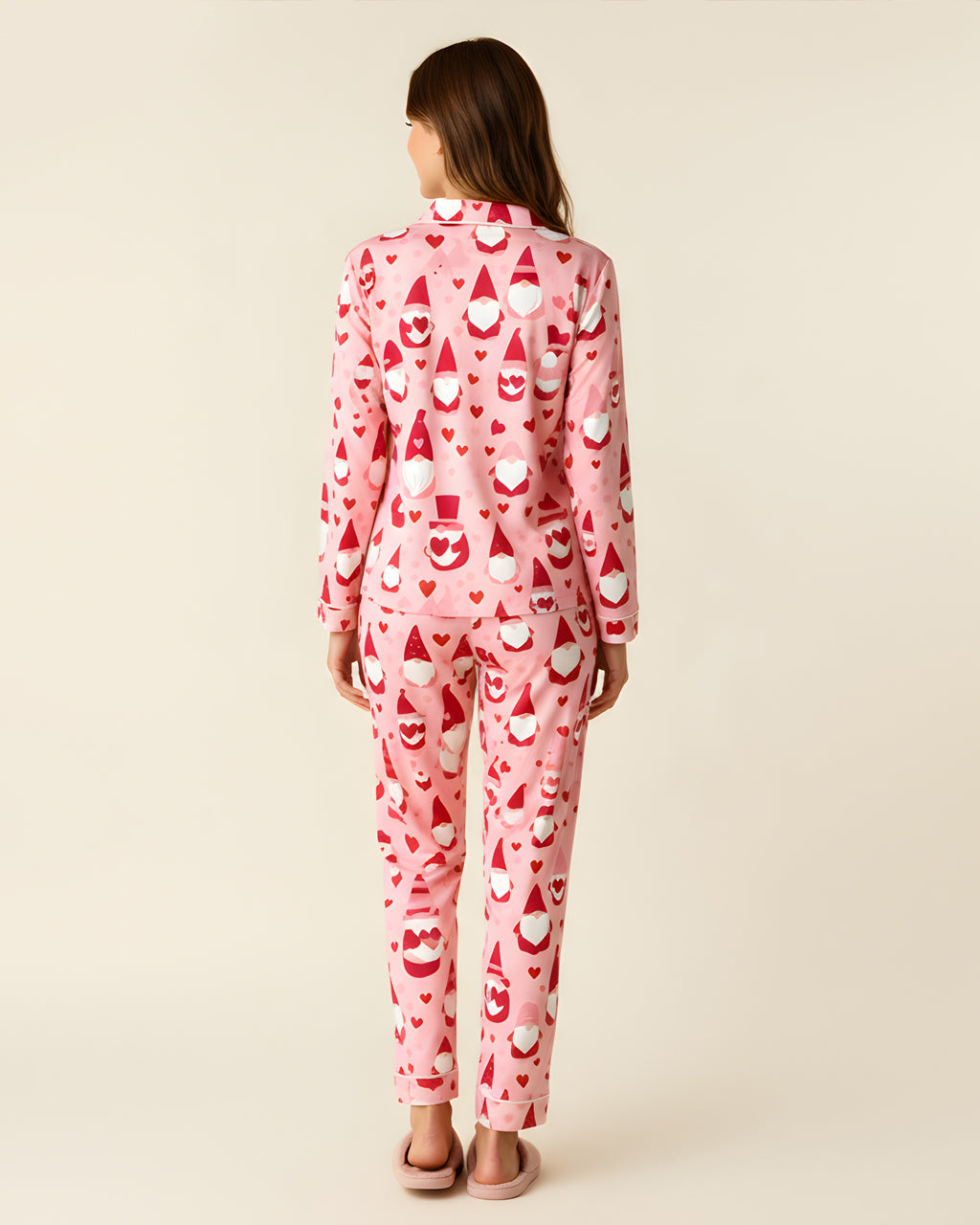 Valentines Gnome Heart Print Pajama Set OMFORT