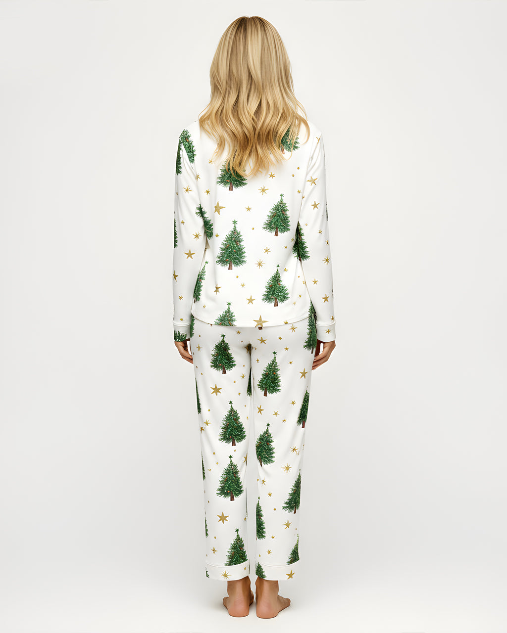 Christmas Tree Star Print Pajama Set OMFORT