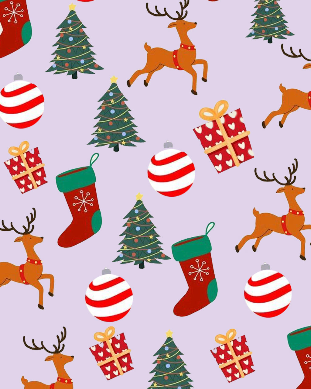 Christmas Balls And Reindeer Print Pajama Set OMFORT