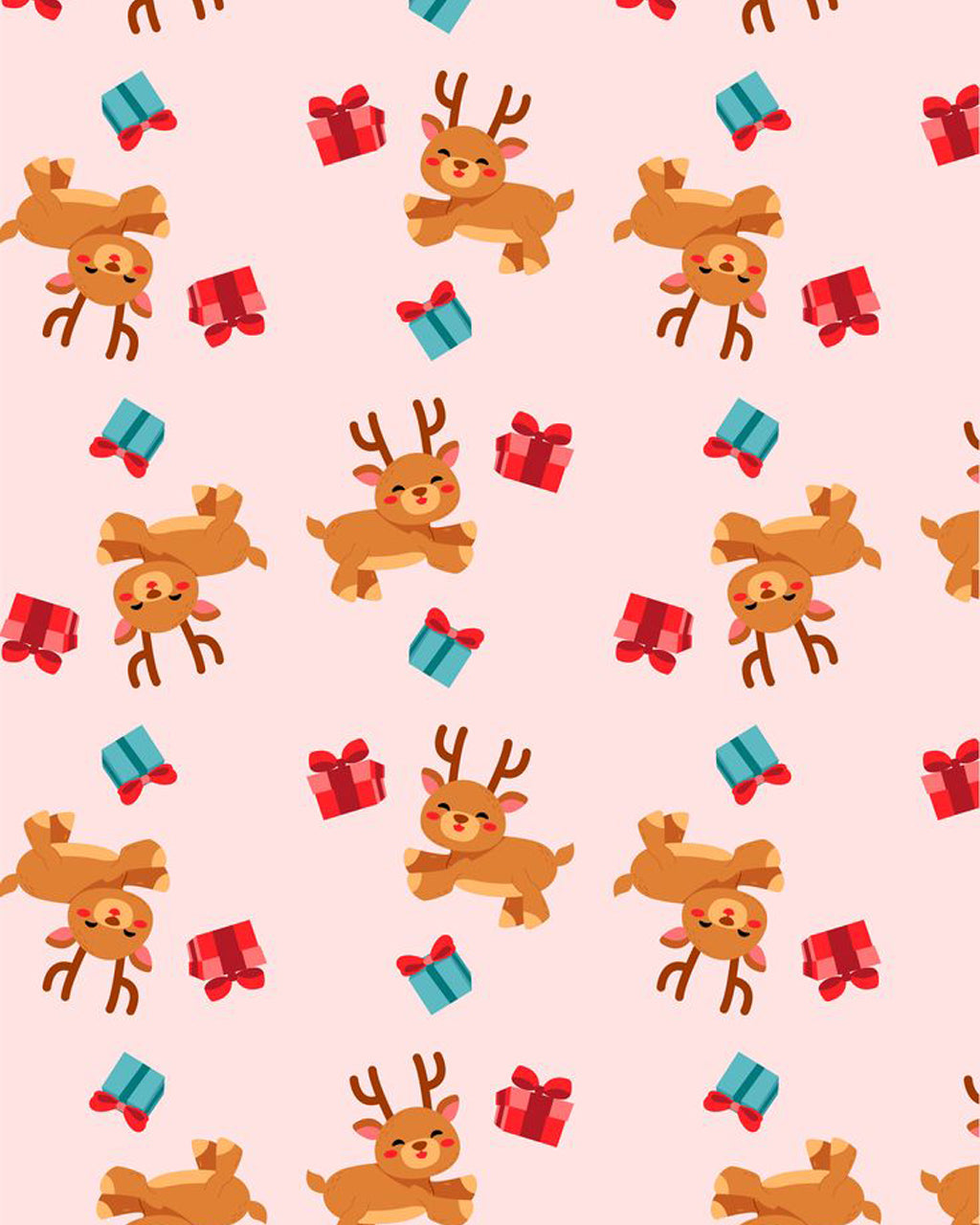 Christmas Reindeer Gift Box Print Pajama Set OMFORT