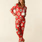 Retro Christmas Santa Stripe Print Pajama Set OMFORT