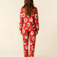 Retro Christmas Santa Stripe Print Pajama Set OMFORT