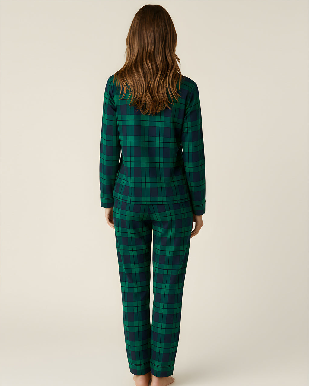 Classic Green Scotch Plaid Pajama Set OMFORT