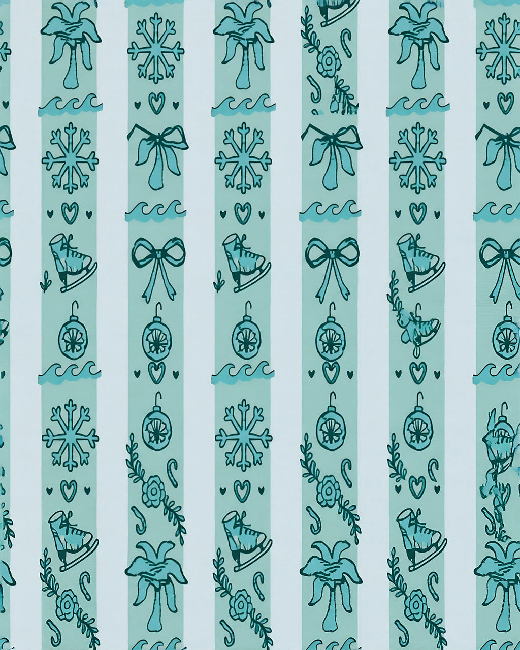 Snowflake Ice Skate Stripe Pajama Set OMFORT