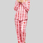 Palm Tree Snowflake Pink Stripe Pajama Set OMFORT