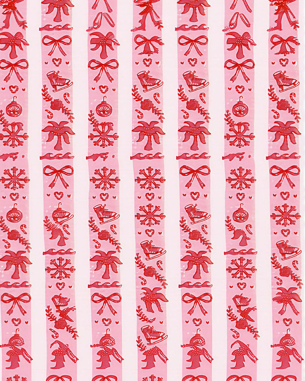 Palm Tree Snowflake Pink Stripe Pajama Set OMFORT