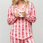 Palm Tree Snowflake Pink Stripe Pajama Set OMFORT