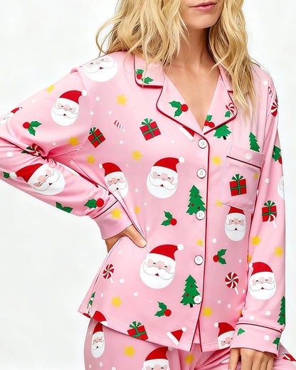 Christmas Santa Claus Gift Print Pajama Set OMFORT