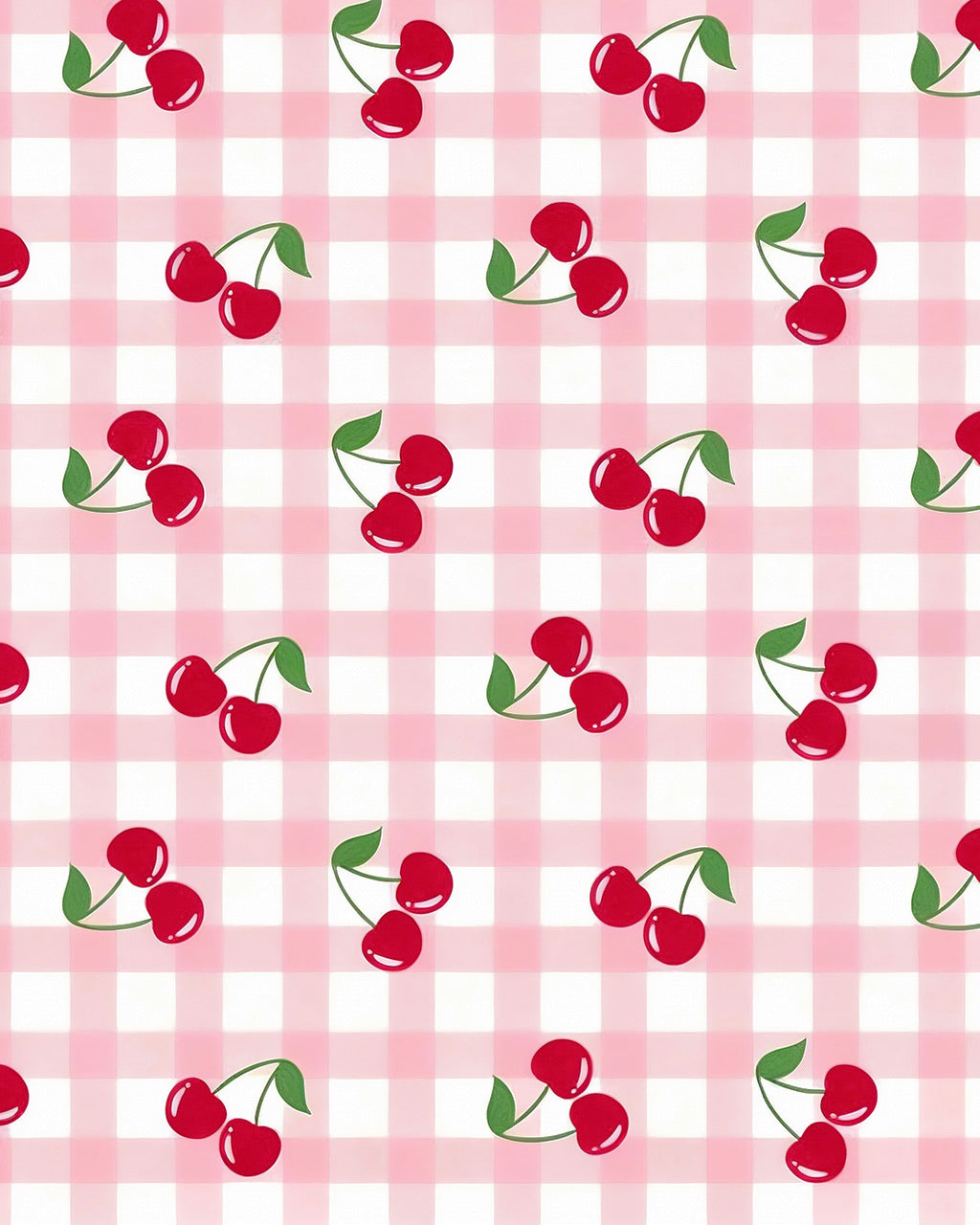 Cherries Plaid Silky Satin Pajama Set OMFORT