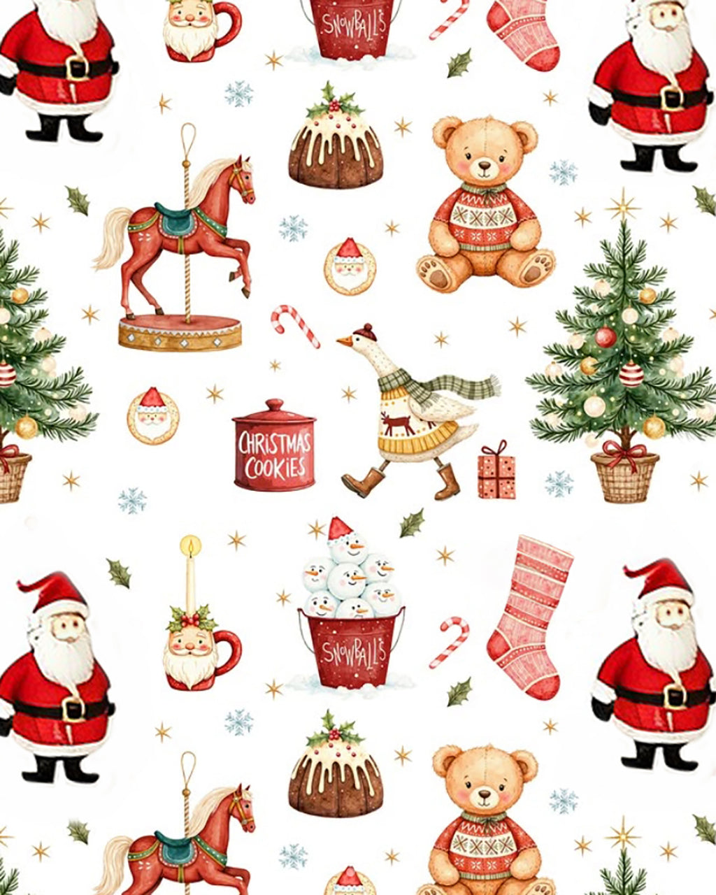 Christmas Santa Claus Carousel Print Pajama Set OMFORT