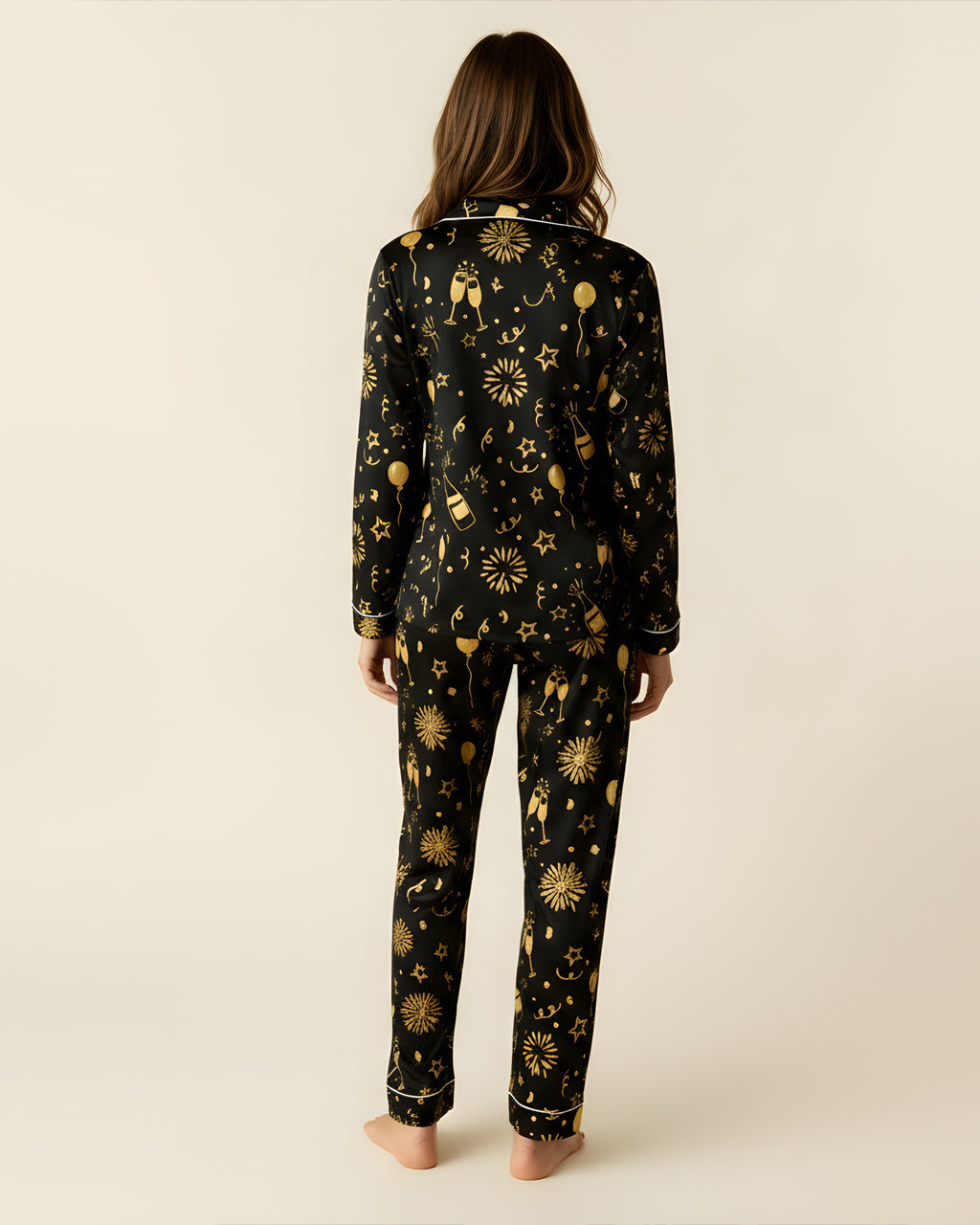 Champagne Firework Print Pajama Set OMFORT