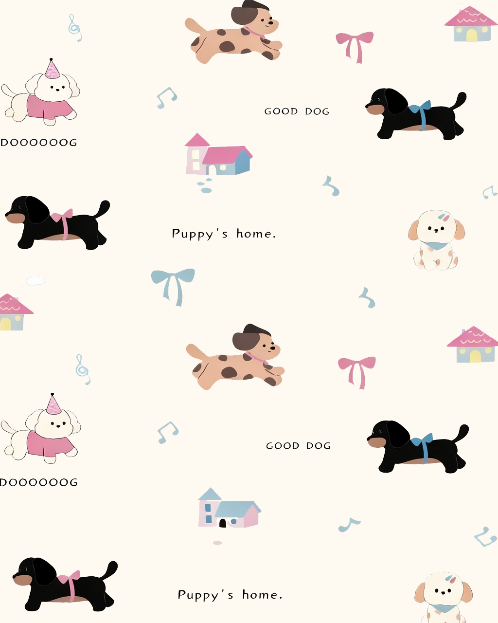 Adorable Puppy Bow Pattern Pajama Set OMFORT