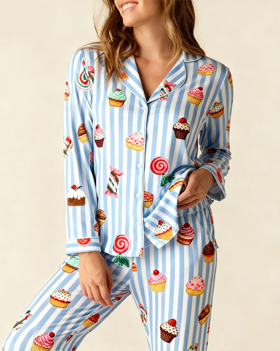 Christmas Sweet Candy Stripe Pajama Set OMFORT
